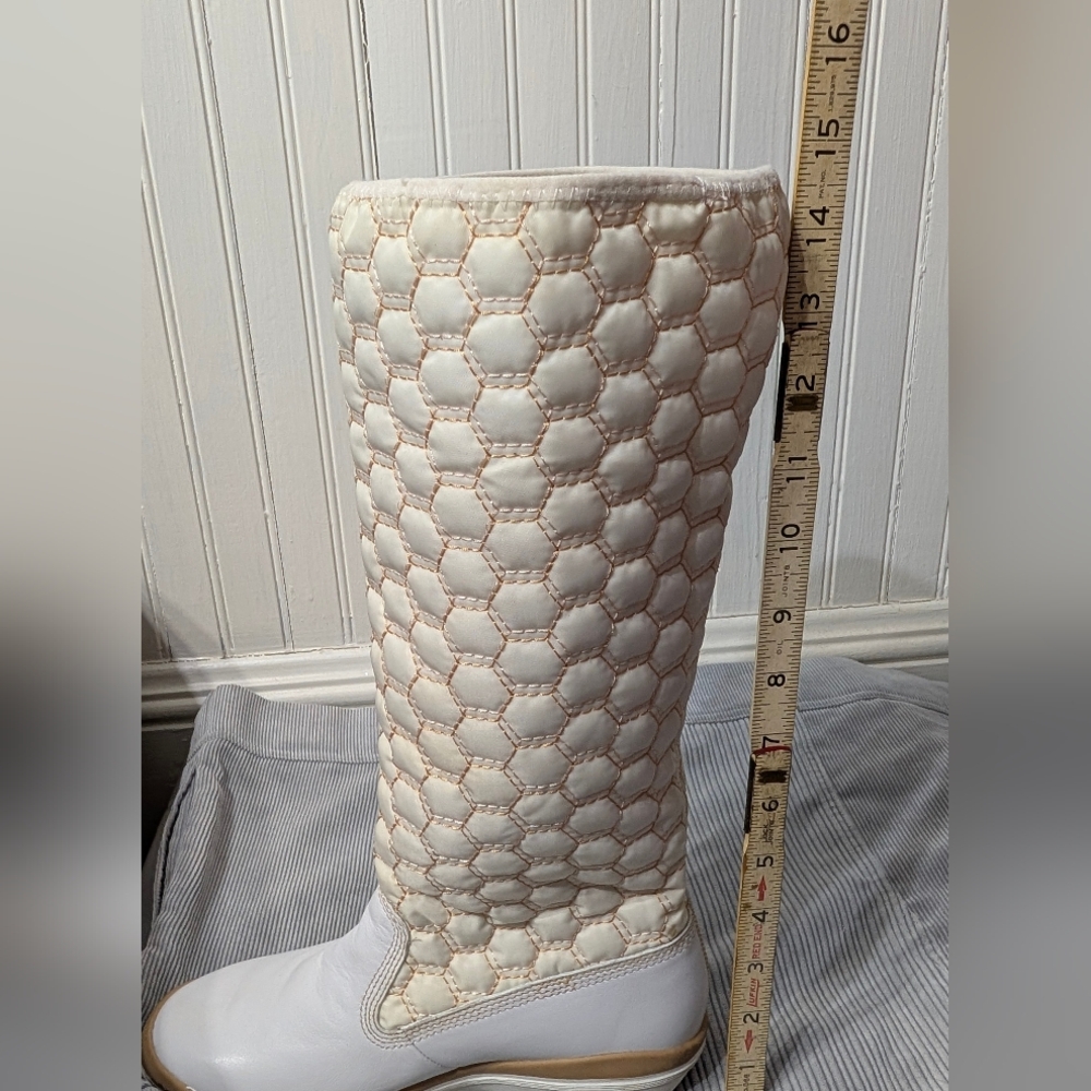Timberland Kickadillaquilt Size 6 Boots White Leather 14In Vintage - Picture 14 of 14
